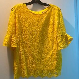 NWOT Nanette Lepore yellow lace top size Large